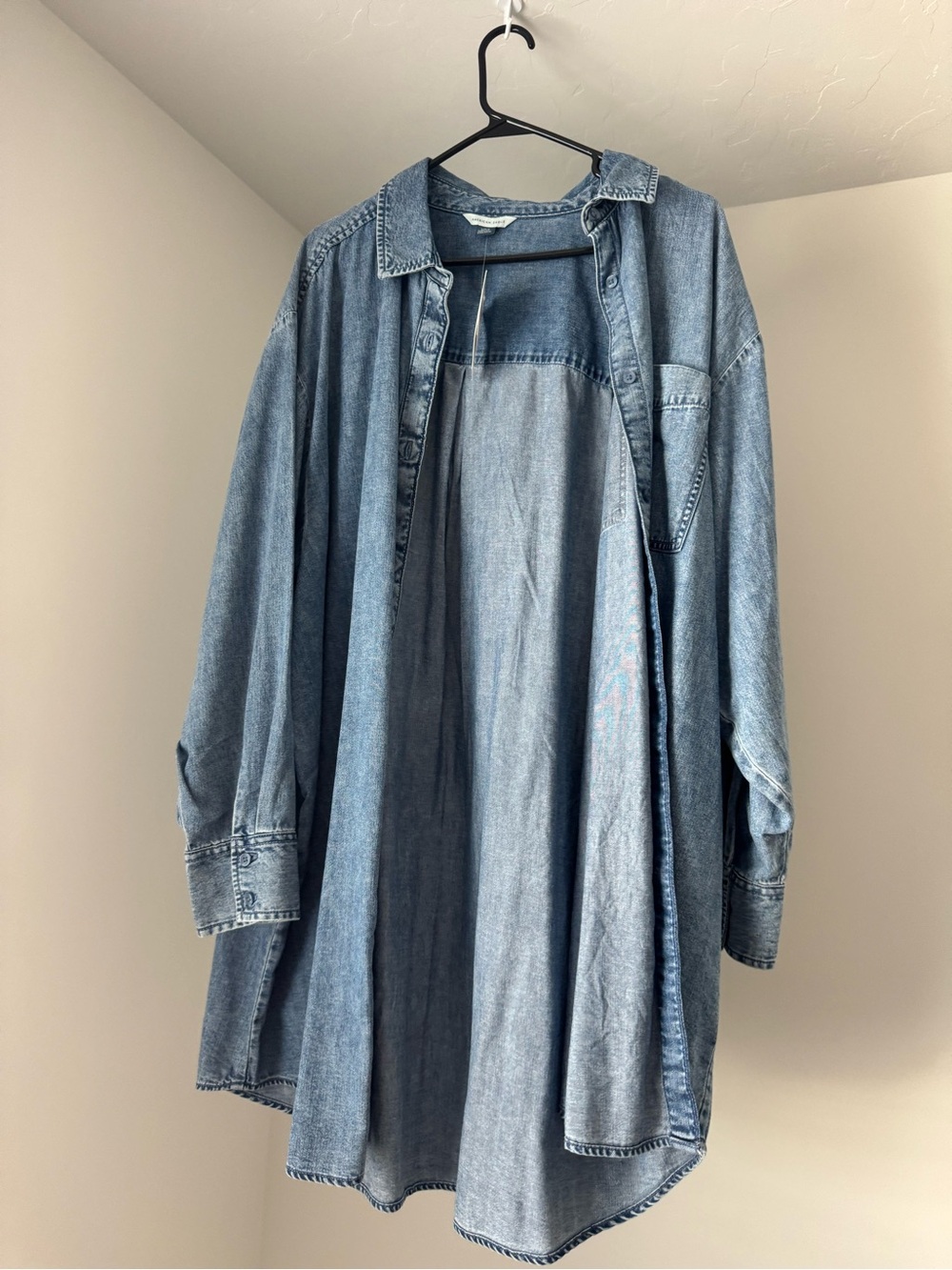 American Eagle Light Blue Denim Shirt Dress - Size Large